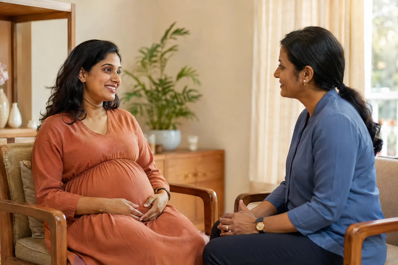 An illustrative conversation between a pregnant woman and a care professional